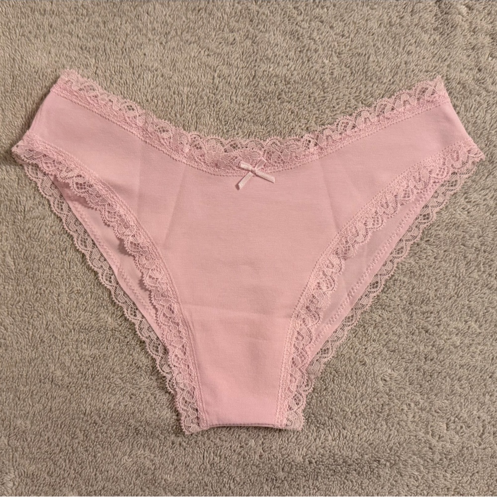 Pink Lace Trim Women's Briefs Size Small - Picture 3 of 6